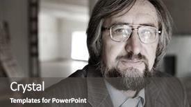  Presentation with professor - Cool new presentation theme with closeup portrait of a senior mature professor backdrop and a dark gray colored foreground