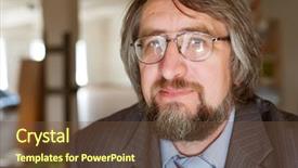  Presentation with professor - Beautiful presentation theme featuring closeup portrait of a senior mature professor backdrop and a tawny brown colored foreground