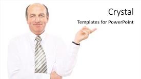  Presentation with professor - Theme with closeup portrait of a senior mature professor background and a white colored foreground