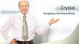  Presentation with professor - Presentation theme having closeup portrait of a senior mature professor background and a white colored foreground