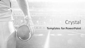  Presentation with football lights - Beautiful PPT layouts featuring closeup portrait of a strong muscular american football player on big modern stadium field with lights and flares backdrop and a white colored foreground