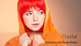  Presentation with orange colored - PPT layouts featuring closeup-portrait-of-an-young background and a coral colored foreground