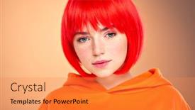  Presentation with orange colored - Theme enhanced with closeup-portrait-of-an-young background and a gold colored foreground