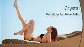  Presentation with tan - Amazing PPT layouts having closeup portrait of beautiful young woman with golden tan resting at beach in summer backdrop and a cool aqua colored foreground