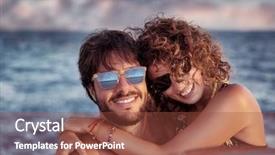  Presentation with sailboat - PPT layouts having closeup portrait of cheerful happy lovers on sailboat young couple having fun in romantic sea traveling love concept background and a tawny brown colored foreground