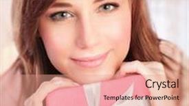  Presentation with romantic gift - Beautiful PPT layouts featuring closeup portrait of cute girl with pink gift box at home receive present in valentine day happy romantic holiday backdrop and a coral colored foreground
