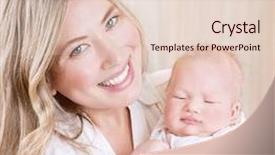  Presentation with dreams - Audience pleasing presentation theme consisting of closeup portrait of cute happy mommy holding on hands nice sleeping baby day dreams loving family happiness concept backdrop and a lemonade colored foreground