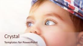  Presentation with children nutrition - Cool new presentation with closeup portrait of cute little baby boy drinking milk isolated on white background healthy nutrition for children backdrop and a lemonade colored foreground