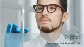  Presentation with injection preparing - Presentation theme having closeup-portrait-of-handsome-male background and a light blue colored foreground