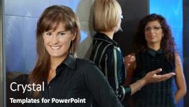  Presentation with lobby - Colorful theme enhanced with closeup-portrait-of-happy-businesswomen backdrop and a wine colored foreground