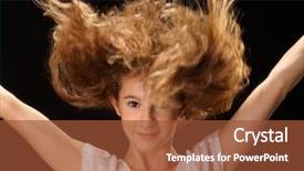  Presentation with close up baby girl knitted - PPT layouts enhanced with closeup portrait of happy jumping background and a tawny brown colored foreground