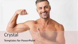  Presentation with masculine - Presentation theme featuring closeup portrait of masculine half background and a lemonade colored foreground