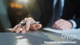  Presentation with documentation - Beautiful presentation design featuring male hands using laptop backdrop and a seafoam green colored foreground