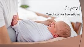  Presentation with newborn baby - PPT layouts with closeup-portrait-of-newborn-baby background and a sky blue colored foreground