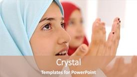  Presentation with pretty girl - Audience pleasing PPT theme consisting of closeup portrait of pretty little backdrop and a coral colored foreground