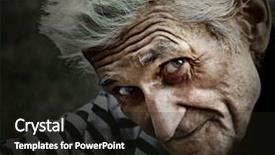  Presentation with vintage - Slide deck featuring closeup portrait of senior man background and a dark gray colored foreground