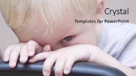  Presentation with portrait of a shy embarrassed - Beautiful PPT theme featuring closeup portrait of shy baby backdrop and a soft green colored foreground