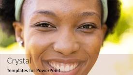  Presentation with weekend - Presentation design featuring closeup-portrait-of-smiling-african background and a coral colored foreground