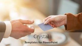  Presentation with business card - Slides with closeup-portrait-of-two-successful background and a coral colored foreground