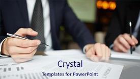  Presentation with black people - Beautiful slide set featuring closeup portrait of two unrecognizable business people wearing black formal suits signing contract papers at table during meeting backdrop and a sky blue colored foreground