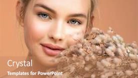  Presentation with skin care - PPT layouts with closeup-portrait-of-young-beautiful background and a coral colored foreground