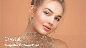  Presentation with skin care - Beautiful PPT theme featuring closeup-portrait-of-young-beautiful backdrop and a coral colored foreground