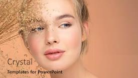  Presentation with skin care - Colorful theme enhanced with closeup-portrait-of-young-beautiful backdrop and a coral colored foreground