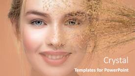  Presentation with beautiful spring flowers - Beautiful slide deck featuring closeup-portrait-of-young-smiling backdrop and a coral colored foreground