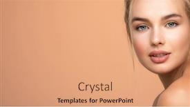  Presentation with skin care - Amazing PPT theme having closeup-portrait-of-young-woman backdrop and a coral colored foreground