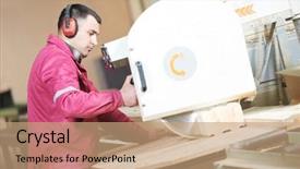  Presentation with manufacture - Cool new presentation theme with closeup process of carpenter worker backdrop and a coral colored foreground