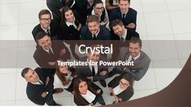  Presentation with art close up of professional - Colorful PPT theme enhanced with closeup professional large business team backdrop and a tawny brown colored foreground