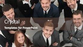  Presentation with professional - Theme with closeup-professional-large-business-team background and a tawny brown colored foreground