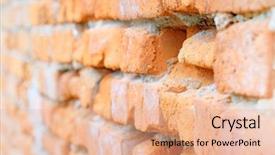  Presentation with red brick wall - Presentation theme featuring closeup red brick old uneven background and a coral colored foreground