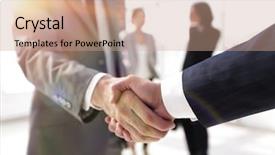  Presentation with partners - Audience pleasing slide set consisting of closeup reliable handshake of business backdrop and a coral colored foreground