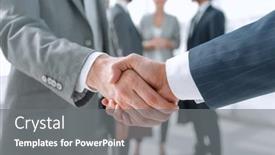  Presentation with partners - Slide set having closeup-reliable-handshake-of-business background and a gray colored foreground