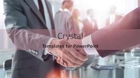  Presentation with handshake - PPT theme with closeup-reliable-handshake-of-business background and a coral colored foreground