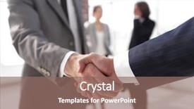  Presentation with partners - Colorful PPT theme enhanced with closeup reliable handshake of business backdrop and a violet colored foreground