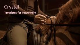  Presentation with rider - Slide set with closeup-rider-doing-horseback-over background and a  colored foreground