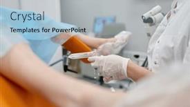  Presentation with gynecologist - Slide deck with closeup-selective-focus-of-gynecologist background and a light blue colored foreground