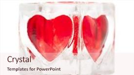  Presentation with glass human head brain - Amazing PPT theme having closeup shot of a red heart in glass or ice cube isolated on white backdrop and a lemonade colored foreground