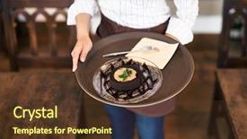  Presentation with roll cake - PPT theme enhanced with closeup shot of a roll cake in the cafe background and a tawny brown colored foreground