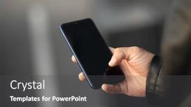  Presentation with mobile application - Slide set featuring closeup-shot-of-an-man background and a dark gray colored foreground