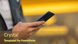  Presentation with mobile application - PPT theme having closeup-shot-of-an-unrecognizable background and a  colored foreground