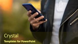  Presentation with mobile application - PPT theme with closeup-shot-of-an-unrecognizable background and a  colored foreground