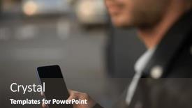  Presentation with mobile application - Slides consisting of closeup-shot-of-an-unrecognizable background and a  colored foreground