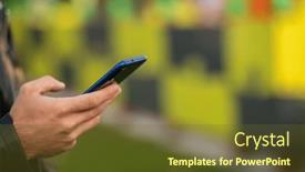  Presentation with mobile application - PPT theme with closeup-shot-of-an-young background and a tawny brown colored foreground