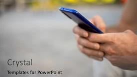  Presentation with mobile application - Presentation theme featuring closeup-shot-of-an-young background and a light gray colored foreground