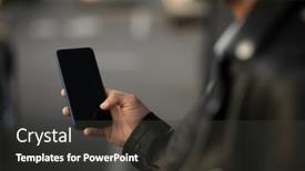  Presentation with mobile application - Slides enhanced with closeup-shot-of-an-young background and a dark gray colored foreground