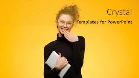  Presentation with shot - Colorful PPT layouts enhanced with closeup-shot-of-attractive-caucasian backdrop and a gold colored foreground