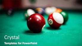  Presentation with billiard - PPT theme having closeup-shot-of-billiard-balls background and a teal colored foreground